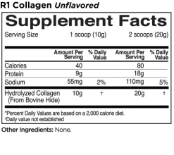 R1 Collagen Peptides 17 R1 Collagen Peptides -Sports Energy Supplement Shop Collagen Unflavored