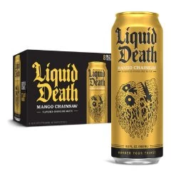 Liquid Death Flavored Sparkling Water -Sports Energy Supplement Shop MangoChainsaw