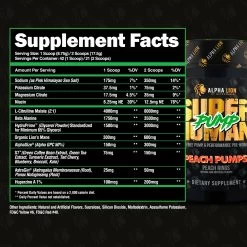Alpha Lion Superhuman Pump -Sports Energy Supplement Shop SHPUMP PEACH PUMPS SUPPLEMENT FACTS 1