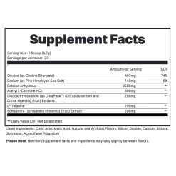 Redcon1 Big Noise Non Stim Pre Workout -Sports Energy Supplement Shop SUPP FACTS BIG NOISE 30SRV RAINBOW CANDY