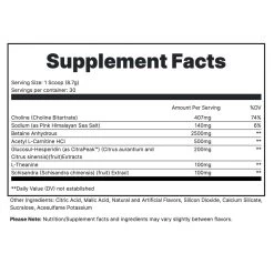 Redcon1 Big Noise Non Stim Pre Workout -Sports Energy Supplement Shop SUPP FACTS BIG NOISE 30SRV SOUR GUMMY BEAR