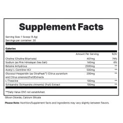 Redcon1 Big Noise Non Stim Pre Workout -Sports Energy Supplement Shop SUPP FACTS BIG NOISE 30SRV UNFLAVORED