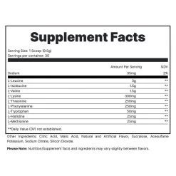 Redcon1 Grunt EAA's -Sports Energy Supplement Shop SUPP FACTS GRUNT PINEAPPLE BANANA