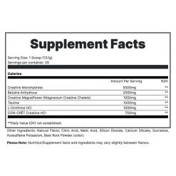 Redcon1 Tango Creatine -Sports Energy Supplement Shop SUPP FACTS TANGO TIGERS BLOOD