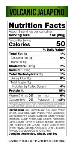 Wicked Cutz Beef Jerky -Sports Energy Supplement Shop VOLCANIC JALAPENO NFP