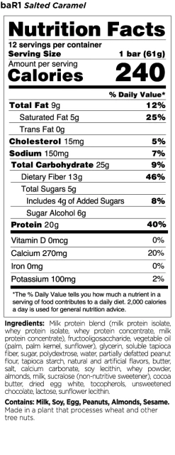 BaR1 Crunch Protein Bar -Sports Energy Supplement Shop baR1 Salted Caramel