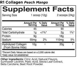 R1 Collagen Peptides 19 R1 Collagen Peptides -Sports Energy Supplement Shop x10Collagen Peach Mango
